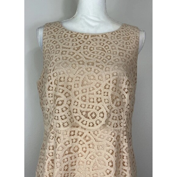 J. Crew Champagne Lace Sleeveless Mini Tiered Dress Size 10 - Picture 9 of 12